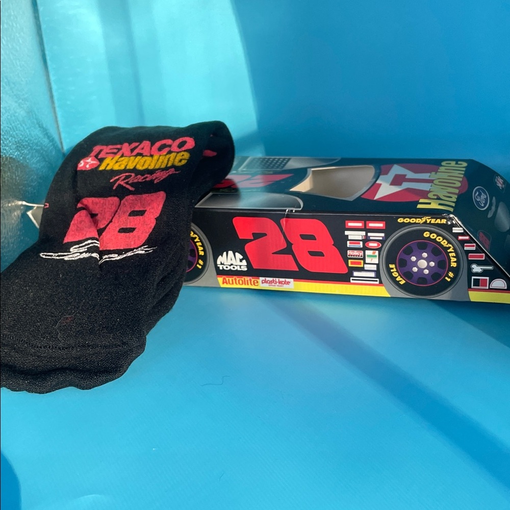 NASCAR Texaco Racing Black Socks and Model Car Set Ernie Irvin